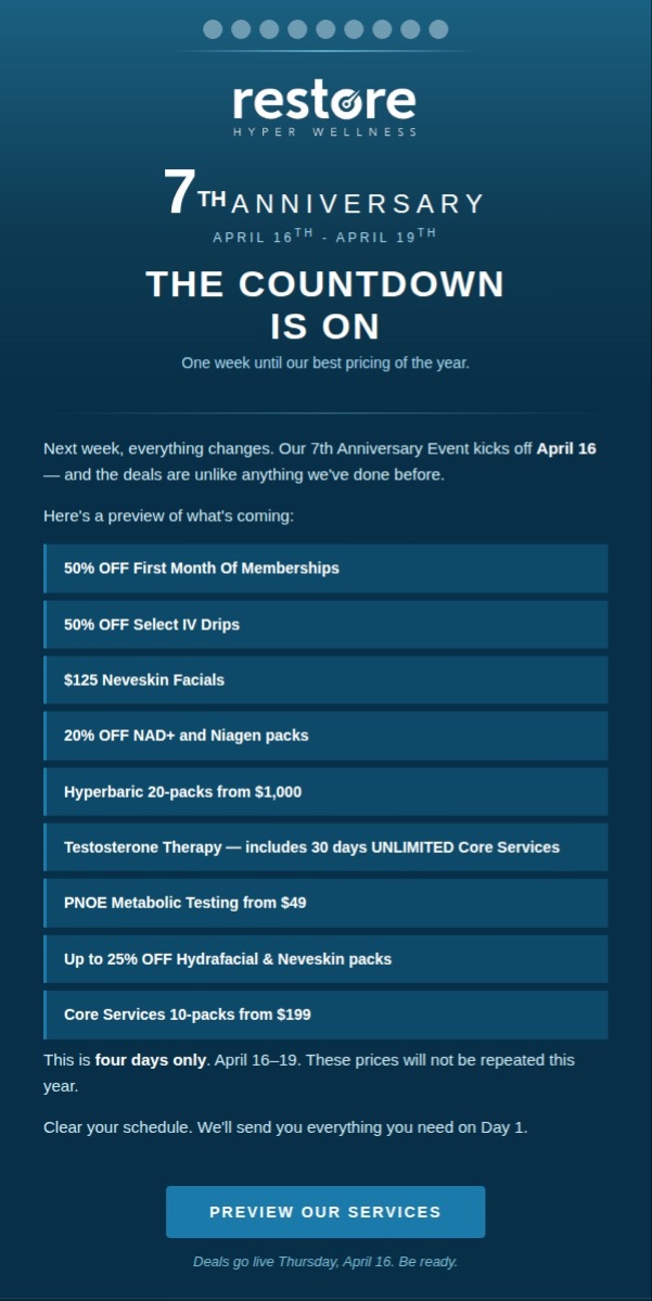 One week out. Here's what's coming. Image